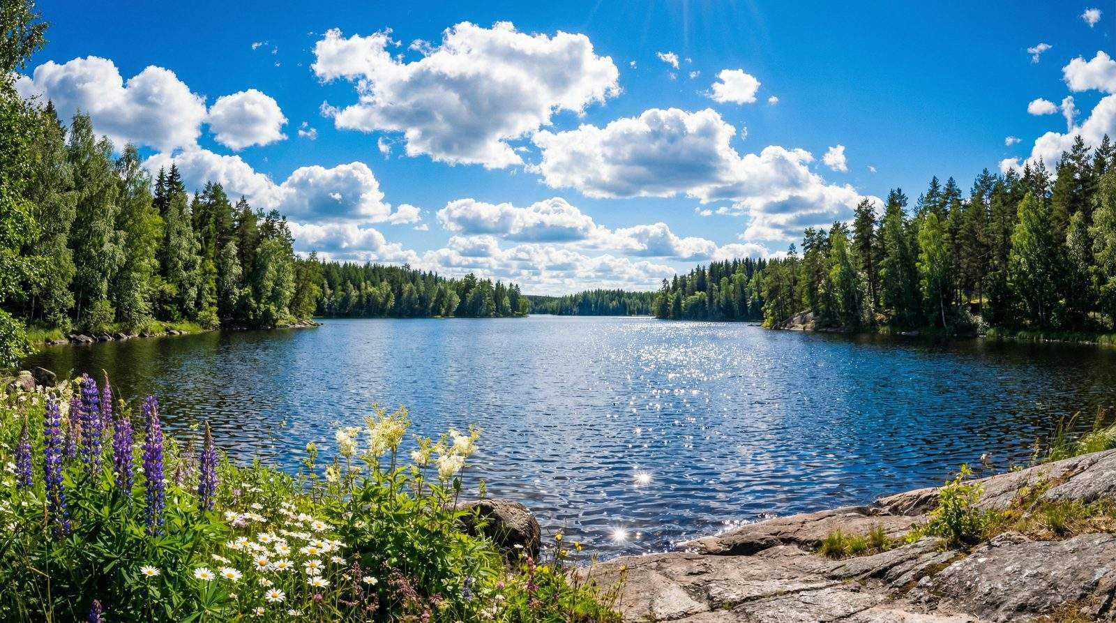 Finnish Lakeland summer landscape